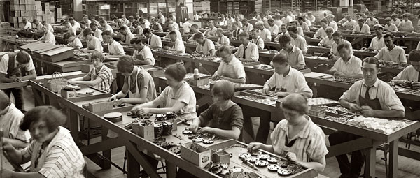 Old factory workers
